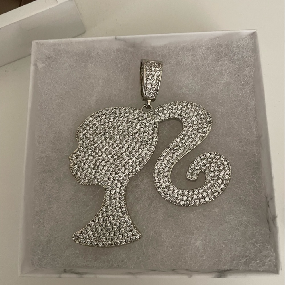 “Barbie” Doll head Necklace Silver 18”